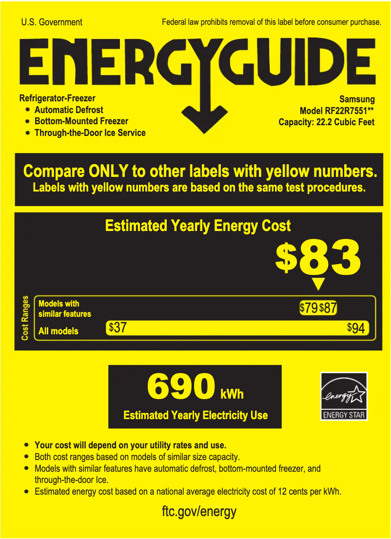 Page n°1 - Label énergétique Samsung RF22R7551SR