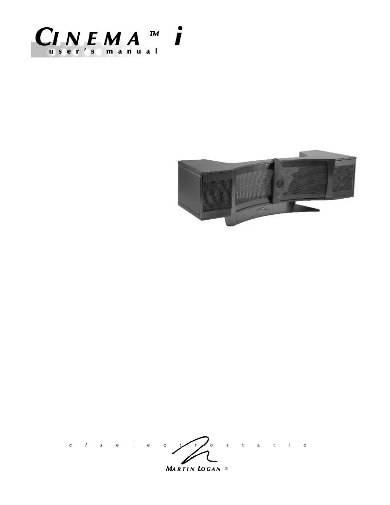 Page n°1 - Manuel utilisateur Martin Logan Cinema i