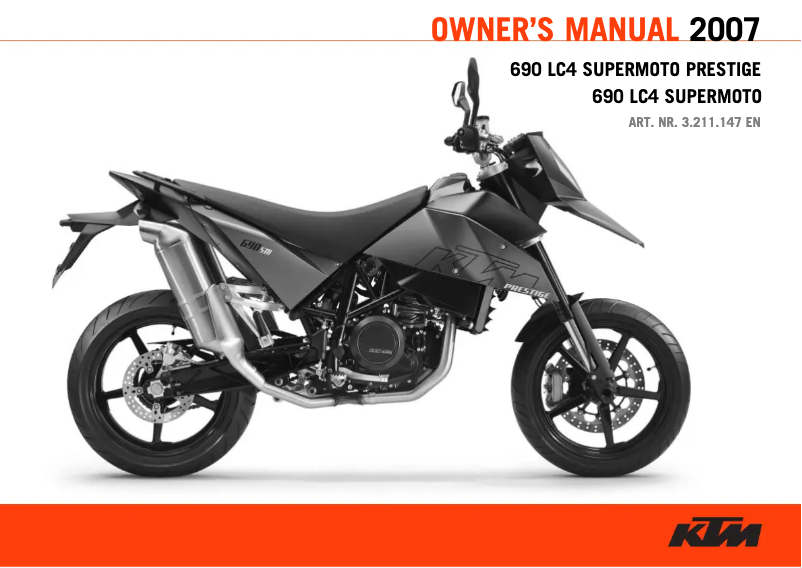 Page n°1 - Manuel utilisateur KTM 690 LC4 Supermoto Prestige (2007)
