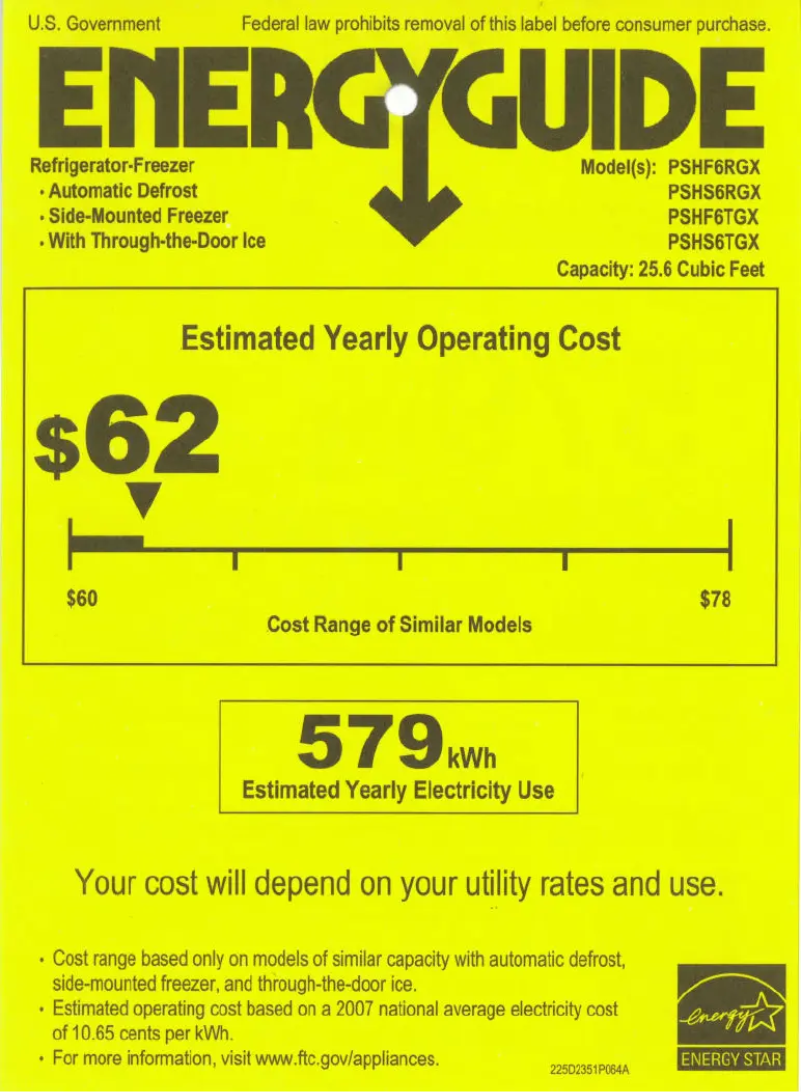 First page image of the manual for Profile PSHF6RGXBB