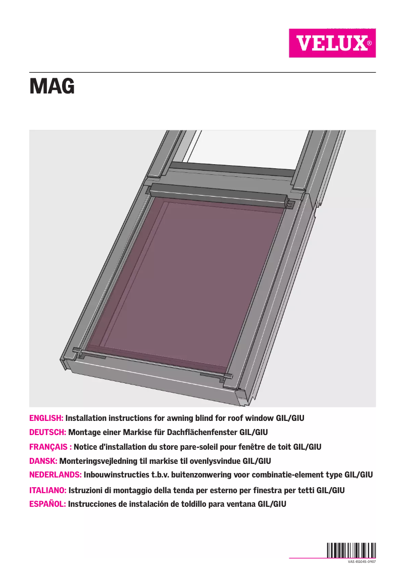 Page 1 de la notice Manuel utilisateur Velux MAG