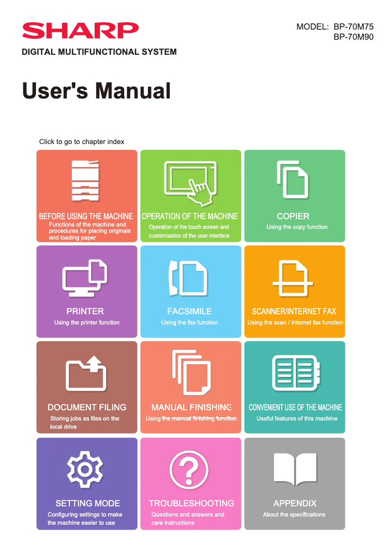Page 1 de la notice Manuel utilisateur Sharp BP-70M75