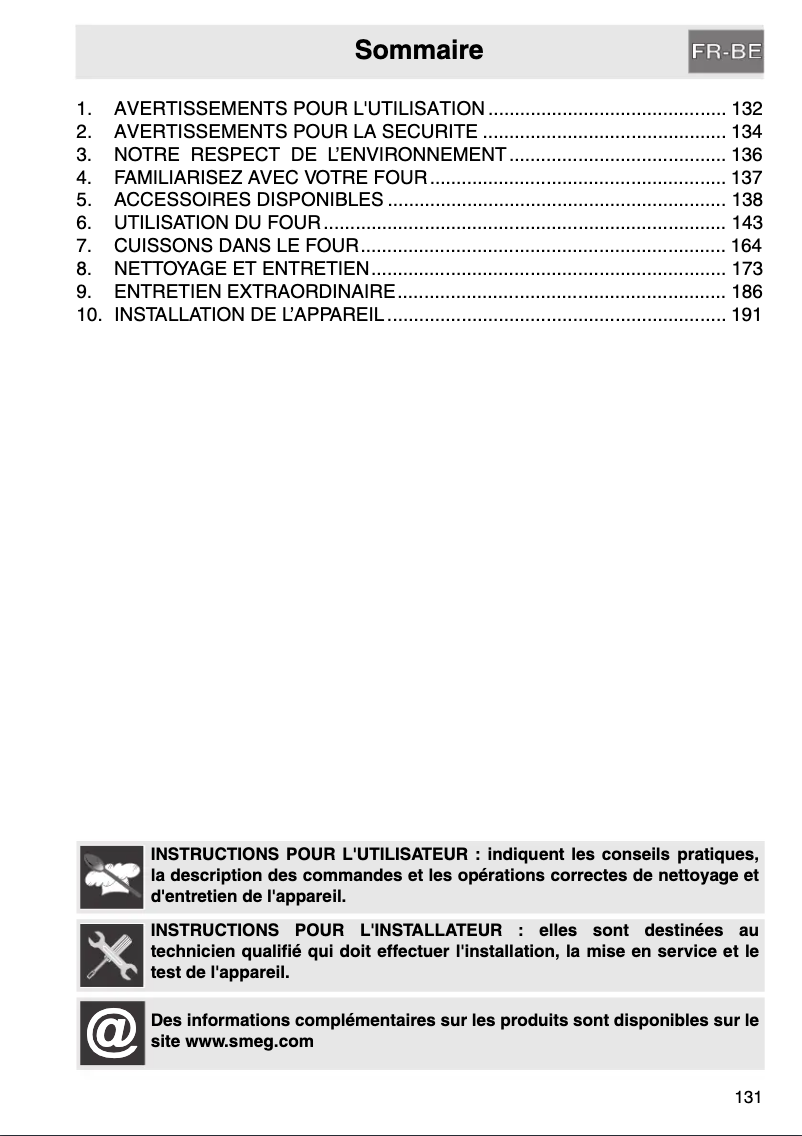 Page 1 de la notice Manuel utilisateur Smeg SC112N-8