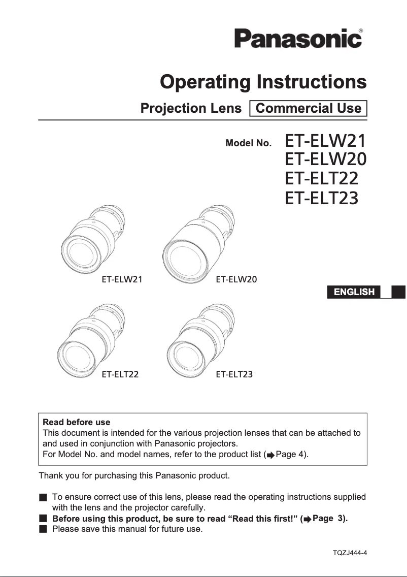 Image de la première page du manuel de l'appareil ET-ELW21