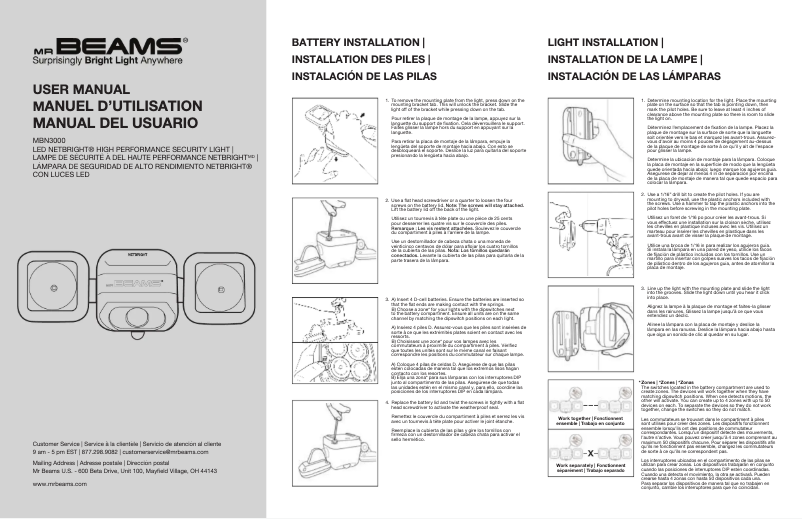 Page 1 de la notice Manuel utilisateur Mr. Beams MBN3000
