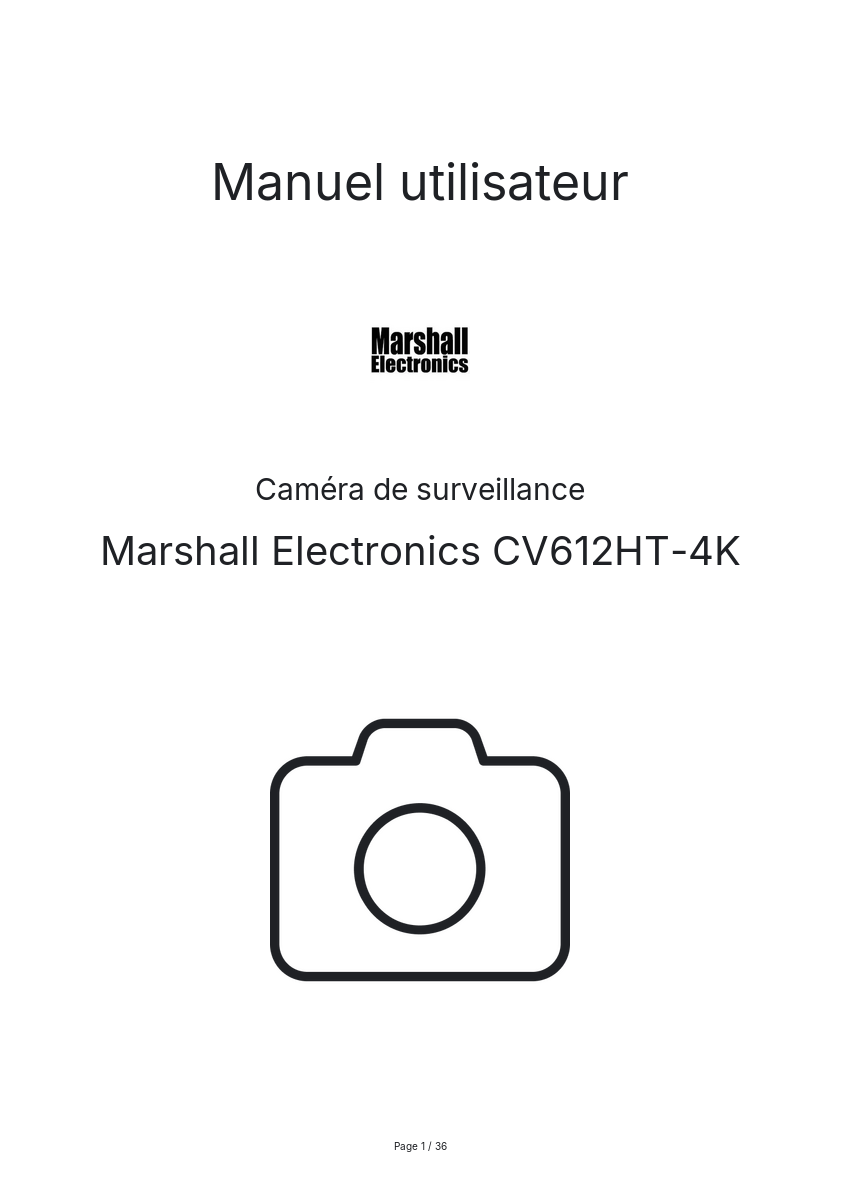 Page n°1 - Manuel utilisateur Marshall Electronics CV612HT-4K