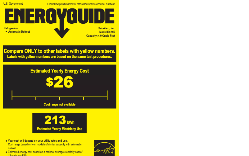 Page 1 de la notice Label énergétique Sub-Zero ID-24RO