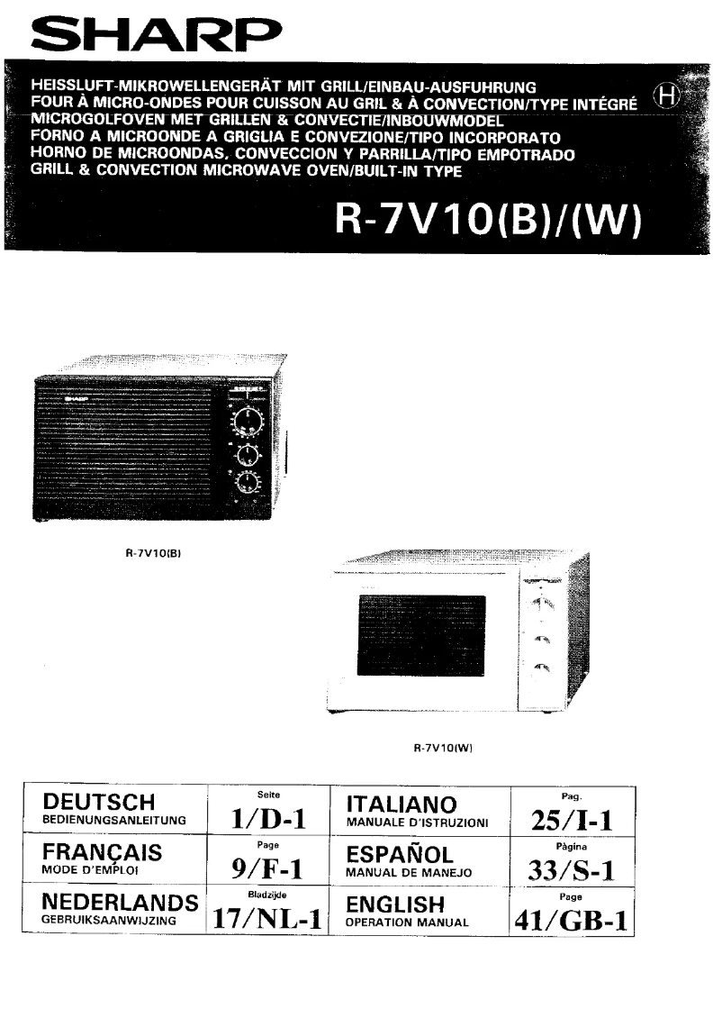 Page n°1 - Manuel utilisateur Sharp R-7V10