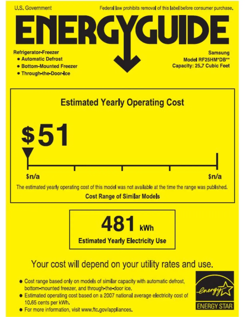Page n°1 - Label énergétique Samsung RF25HMEDBWW
