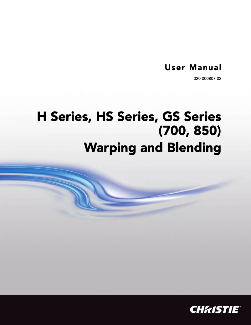 Page n°1 - Manuel utilisateur Christie DHD700-GS