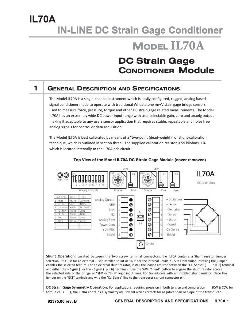 Page 1 de la notice Manuel utilisateur Daytronic IL70A