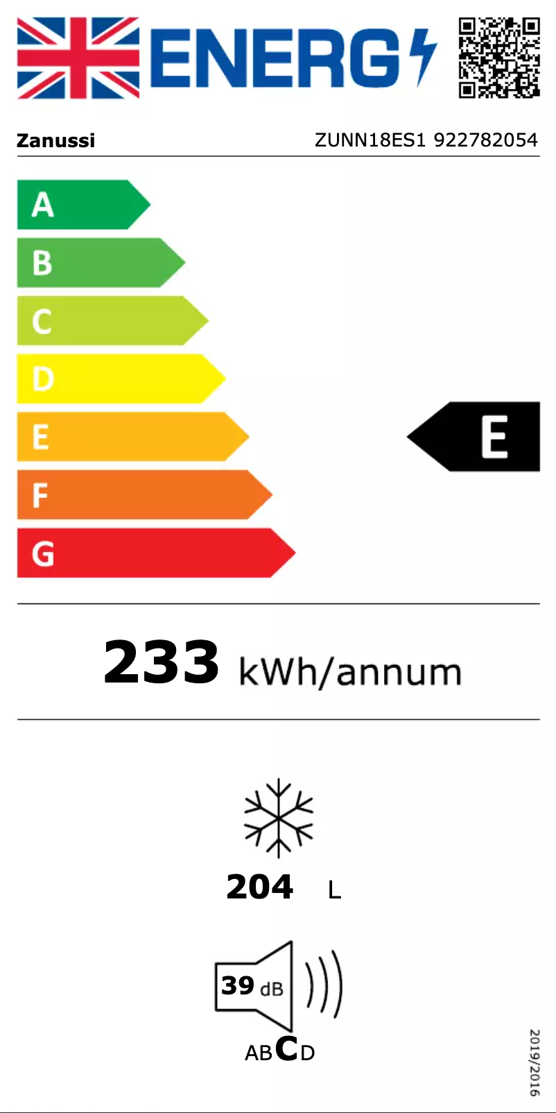 Image de la première page du manuel de l'appareil ZUNN18ES1