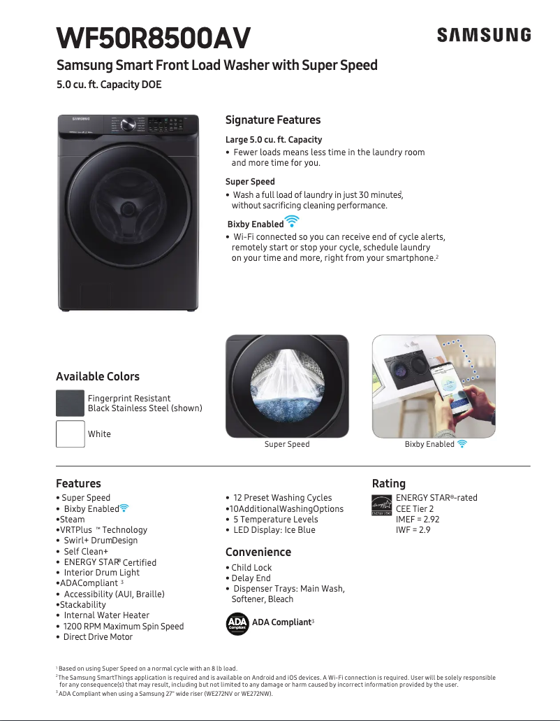 Image de la première page du manuel de l'appareil WF50R8500AV