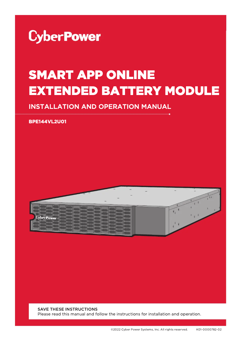 Page n°1 - Manuel utilisateur CyberPower BPE144VL2U01