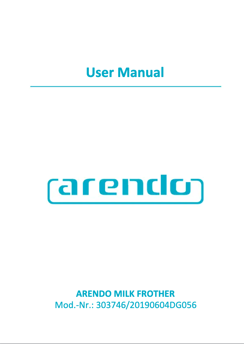 Page 1 de la notice Manuel utilisateur Arendo Cappu Creamer 303745