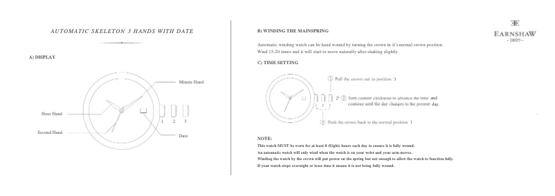 Page n°1 - Manuel utilisateur Earnshaw Lady Kew ES-8064-05