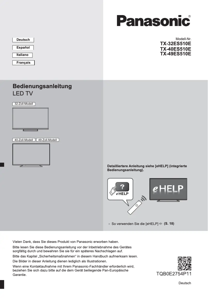 Página 1 del manual Manual de usuario Panasonic TX-32ES510E