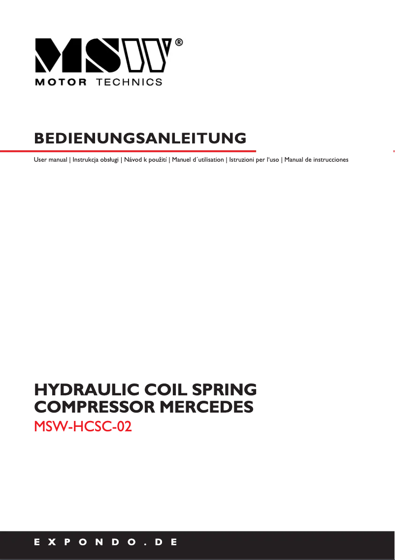 Page n°1 - Manuel utilisateur MSW MSW-HCSC-02
