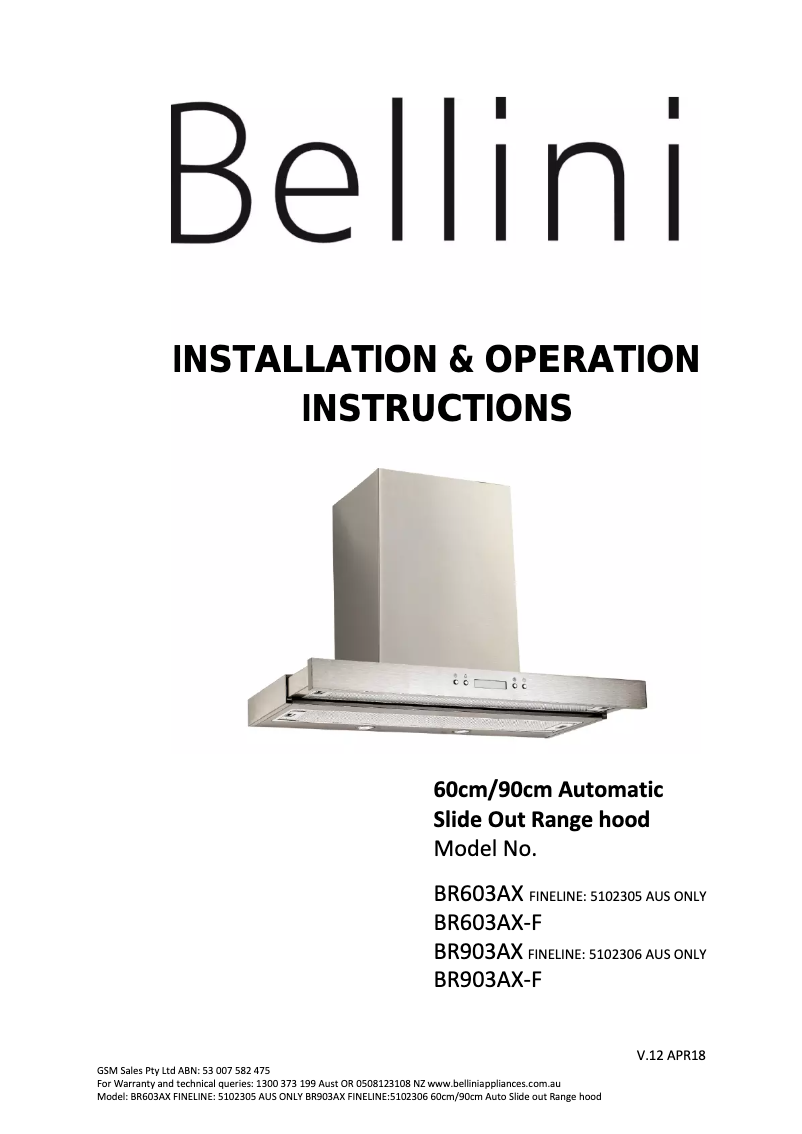 Page n°1 - Manuel utilisateur Bellini BR903AX-F