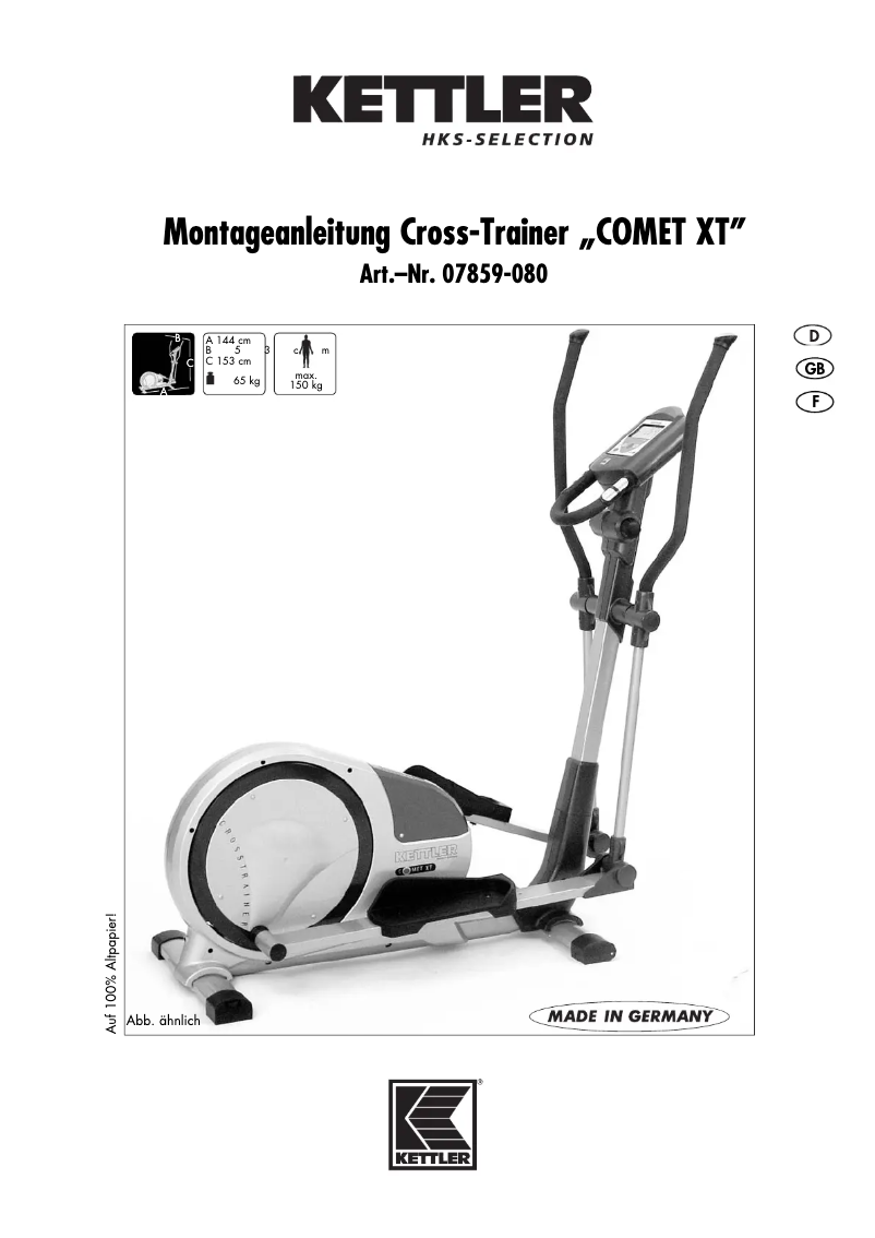 Page 1 de la notice Manuel utilisateur Kettler Comet XT