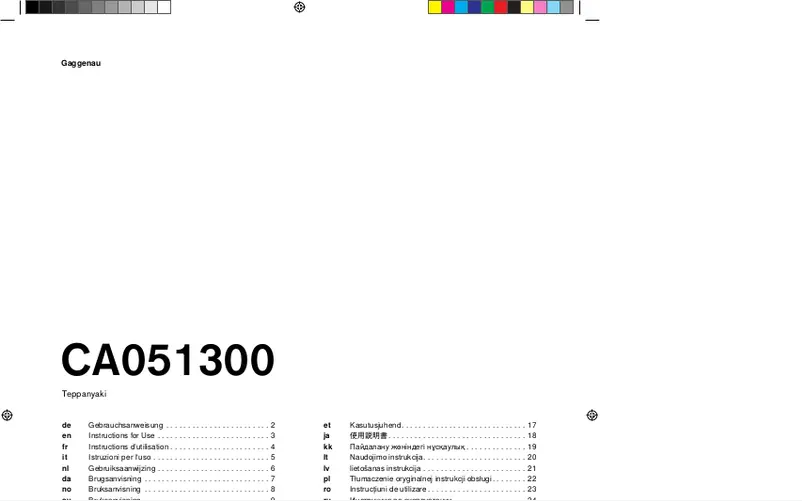 Page 1 de la notice Manuel utilisateur Gaggenau CA051300