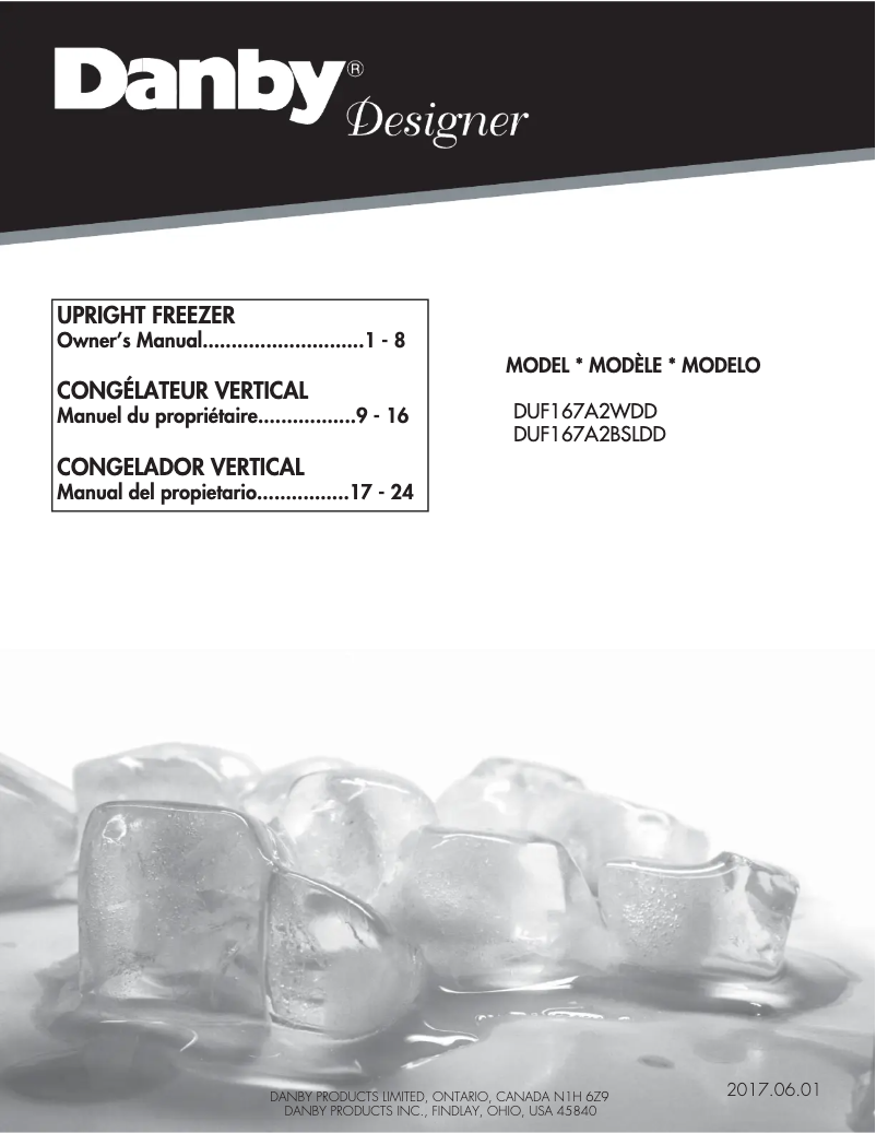 Page 1 de la notice Manuel utilisateur Danby DUF167A2BSLDD