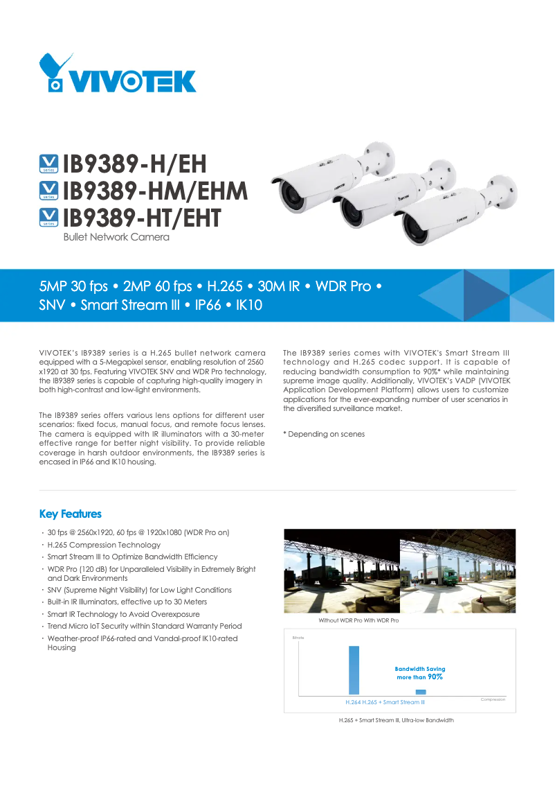 Page 1 de la notice Fiche technique Vivotek IB9389-EH-v2
