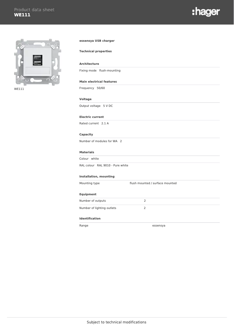 Image de la première page du manuel de l'appareil WE111