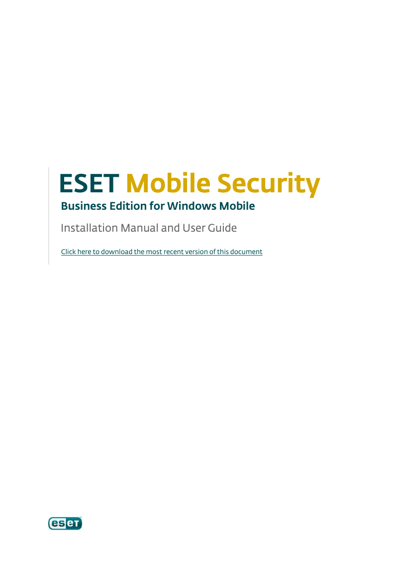 Image de la première page du manuel de l'appareil Mobile Security Business Edition