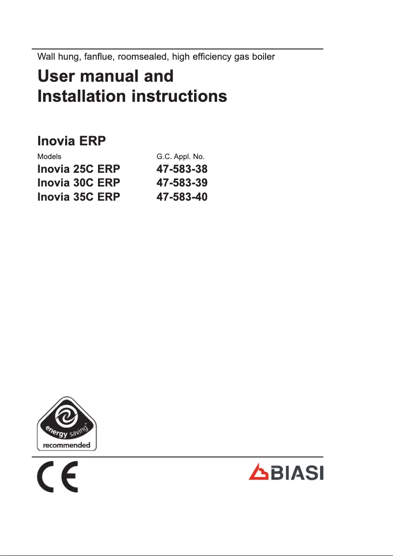 Image de la première page du manuel de l'appareil Inovia Combi 25C ERP