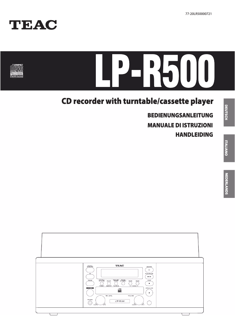 Page 1 of the manual User Manual Teac LP-R500