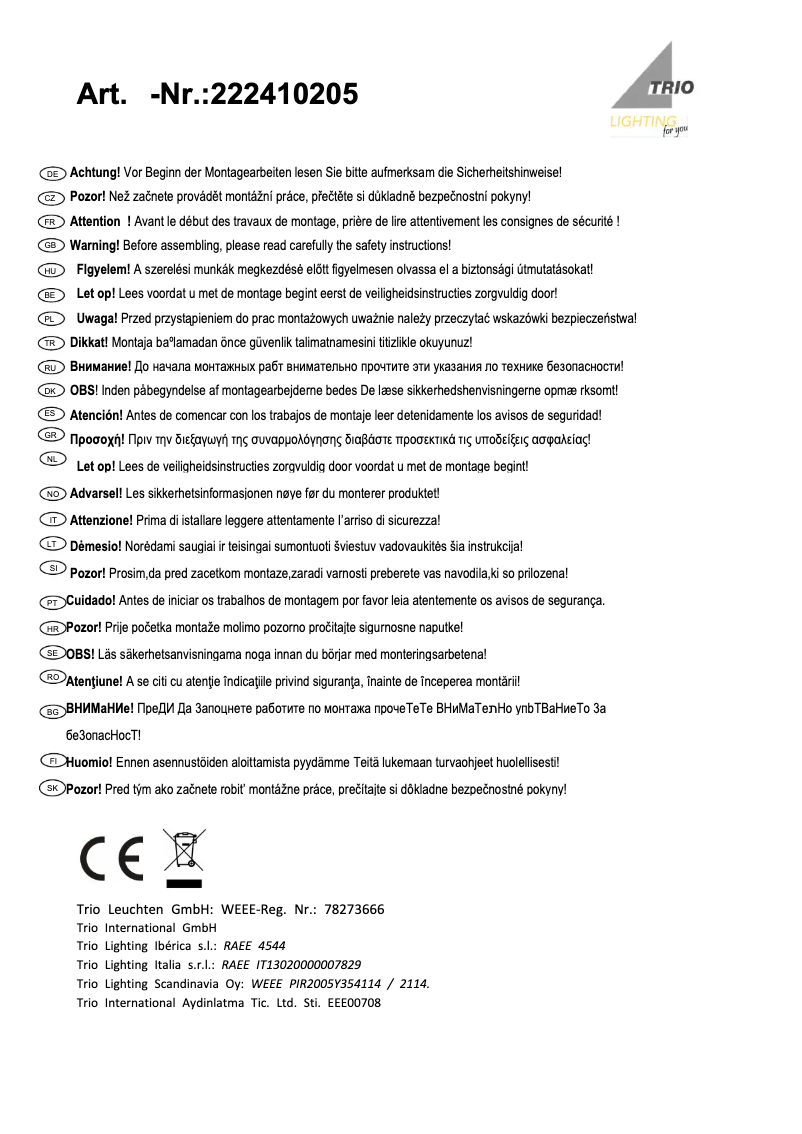 Image de la première page du manuel de l'appareil Escalate 222410205