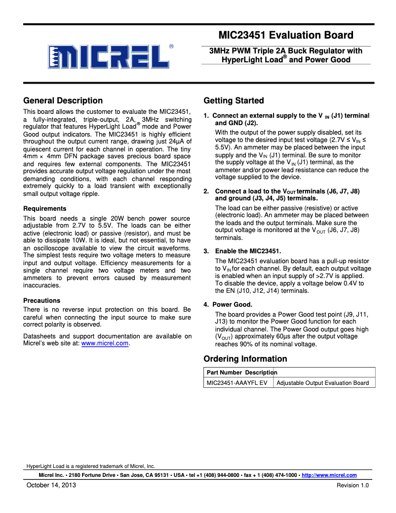 Page 1 de la notice Manuel utilisateur Microchip MIC23451-AAAYFL