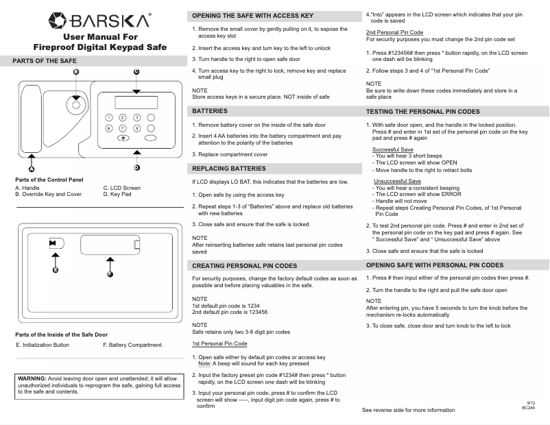 Page 1 de la notice Manuel utilisateur Barska AX11902