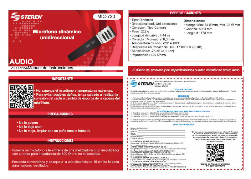 Page 1 of the manual User Manual Steren MIC-720