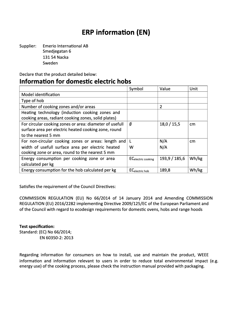 Página 1 del manual Ficha técnica Emerio HP-109090.10