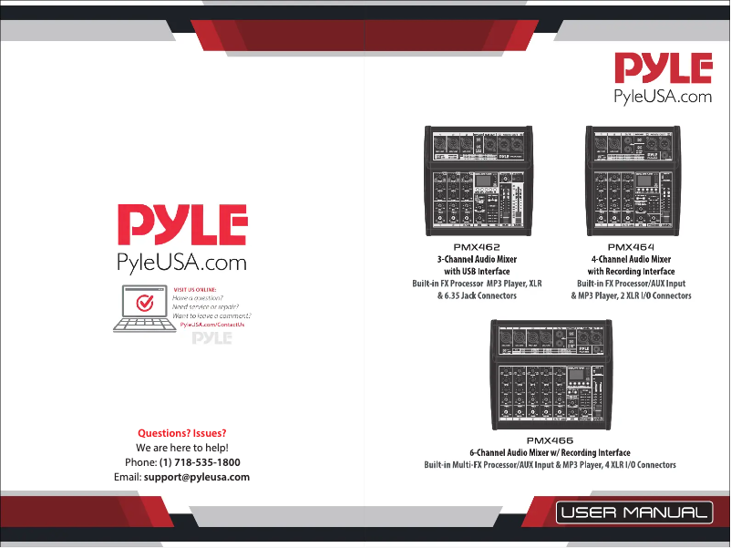Page 1 de la notice Manuel utilisateur Pyle PMX466