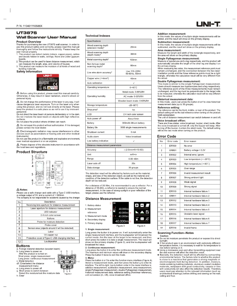 Page 1 de la notice Manuel utilisateur Uni-T UT387S