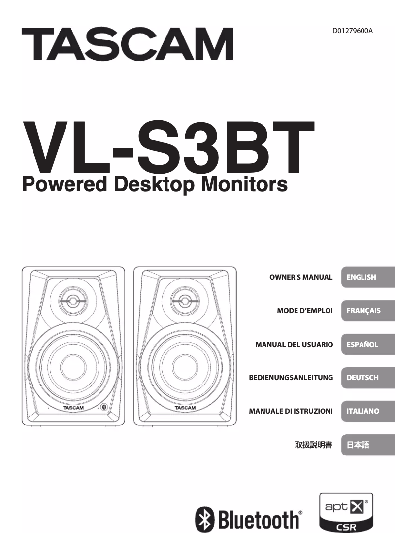 Page n°1 - Manuel utilisateur Tascam VL-S3BT