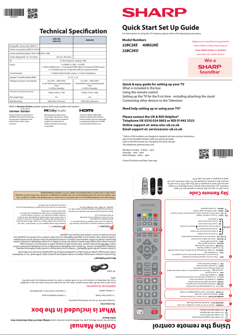 Page n°1 - Guide de démarrage rapide Sharp 32BC2KO