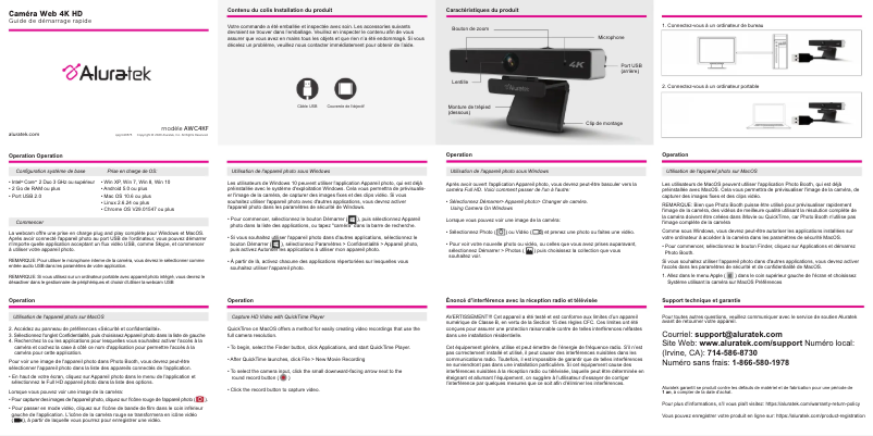 Page 1 de la notice Guide de démarrage rapide Aluratek AWC4KF