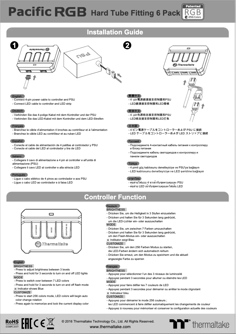 Page 1 de la notice Manuel utilisateur Thermaltake Pacific RGB