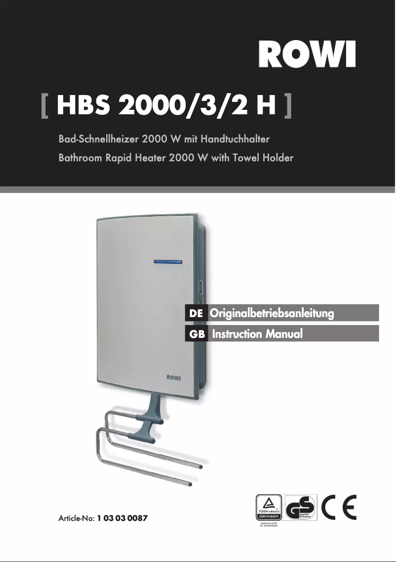 Page n°1 - Manuel utilisateur Rowi HBS 2000/3/2 H