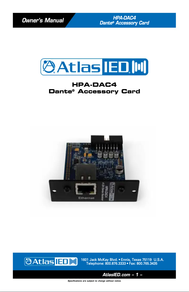 Image de la première page du manuel de l'appareil HPA-DAC4