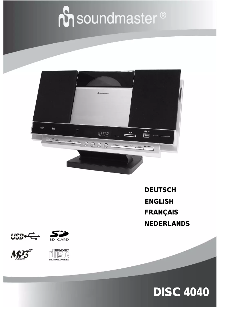 Page 1 de la notice Manuel utilisateur Soundmaster DISC 4040