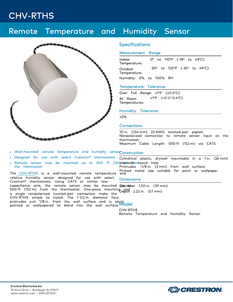 Image de la première page du manuel de l'appareil CHV-RTHS