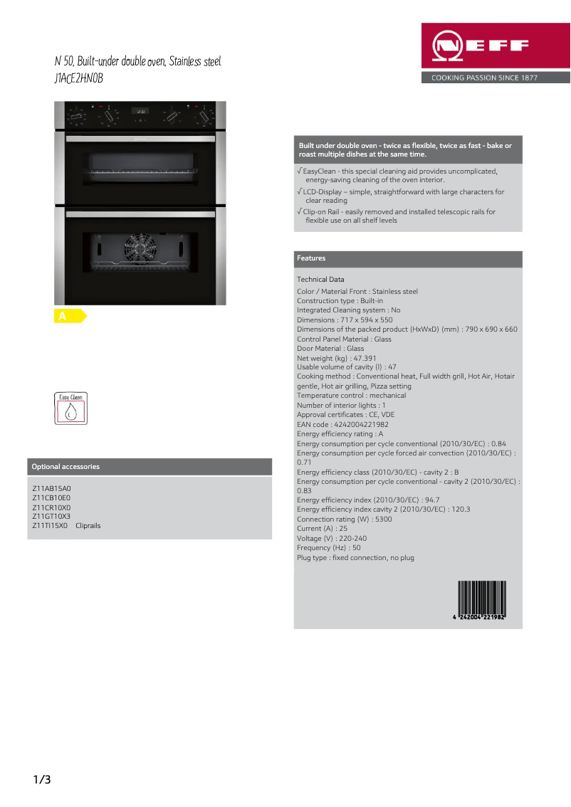 Image de la première page du manuel de l'appareil J1ACE2HN0B