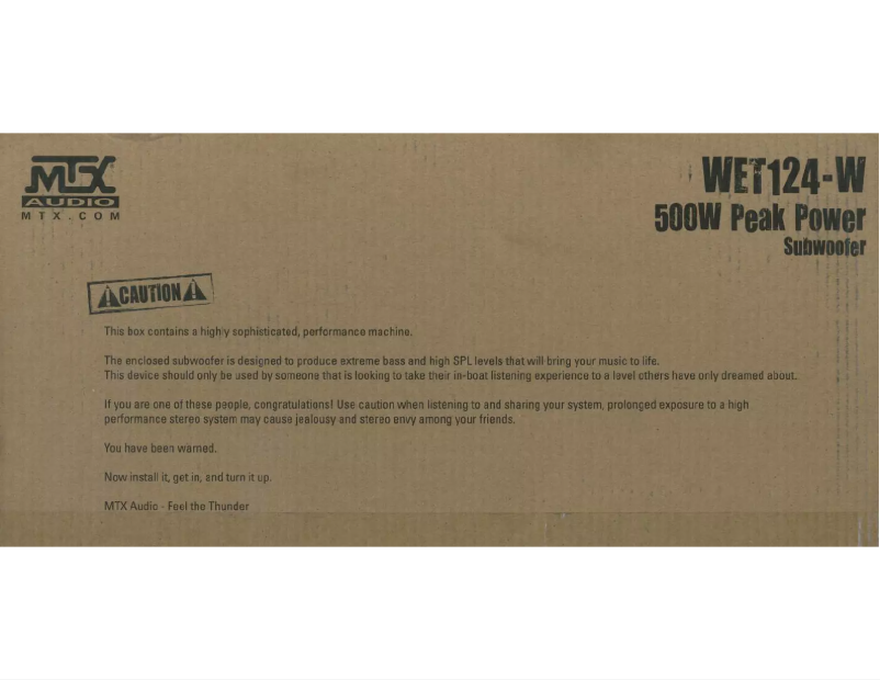 Page 1 de la notice Manuel utilisateur MTX Audio WET124-W