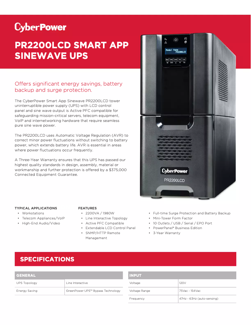 Image de la première page du manuel de l'appareil PR2200LCD