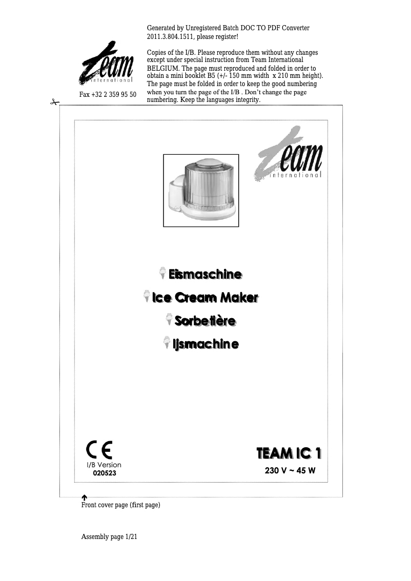 Image de la première page du manuel de l'appareil LC 1